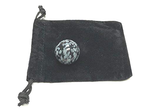 Zentron Crystal Collection: 25 MM Snowflake Obsidian Sphere with Velvet Bag