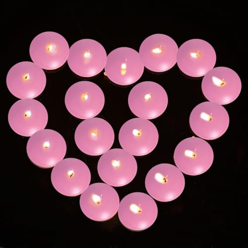 20 Pcs Floating Candles Centerpieces, 1.5 Inch Unscented Floating Candles Small Decoration, Floating Candles Vases for Valentine's Day, Thanksgiving, Wedding (Pink)