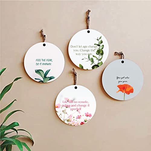 woopme® 4 PCs Life Quotes Printed Wall Hanging For Home Office Restaurant Hall Wall Decor (8 x 8 Inch)