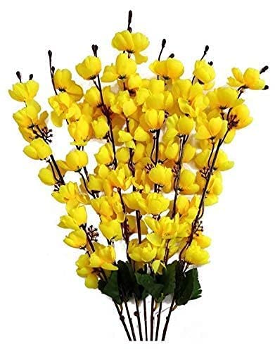 Diktmark Artificial Cherry Blossom Flower Stick | Flower Bunch for Vase, Home Decor Party, Office, Festival Theme Decorative (Pack of 4)