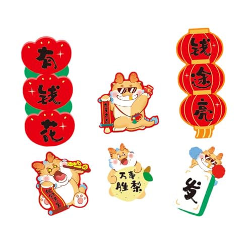 CALANDIS® 6 Pieces Chinese New Year Refrigerator Magnets for Home Door Spring Festival Style B | 6 Fridge Magnets