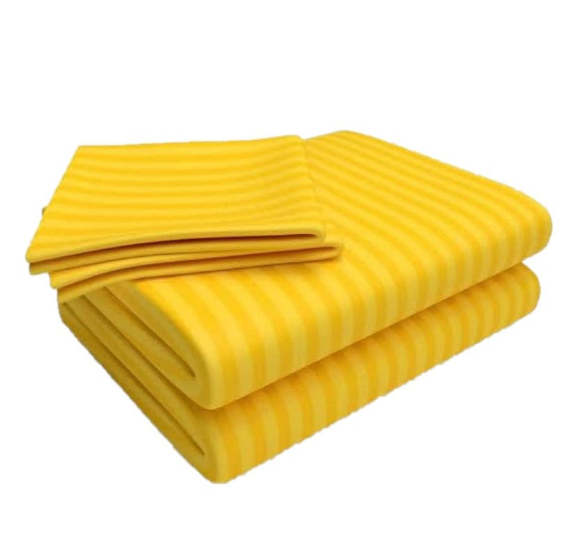 SF SHAKUMBHARI FAB Satin Fabric 210TC King Size Double Bed Bedsheet with 2 Pillow Covers for Home/Hotels/Dining Room (Yellow)