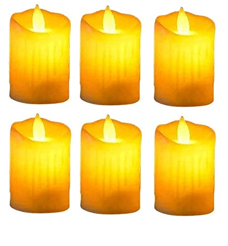 Veecraft Dancing Flame Battery Operated LED Candle, Tealight Diya, Warm White Tea Light Candles for Home Decoration Wall Lighting Decoration (Dancing Flame) (Pack of 6)