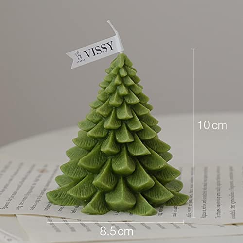 SAZ DEKOR Christmas Tree Wax Scented Candle Creative Curve Home Decor Prop Olive Green