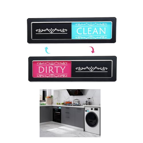 Dishwasher Magnet Clean Dirty Sign 2 Pack, MOONOON Magnetic and Sticky Indicator for Kitchen Office Dishwashers,Washing Machine, Refrigerator Magnets