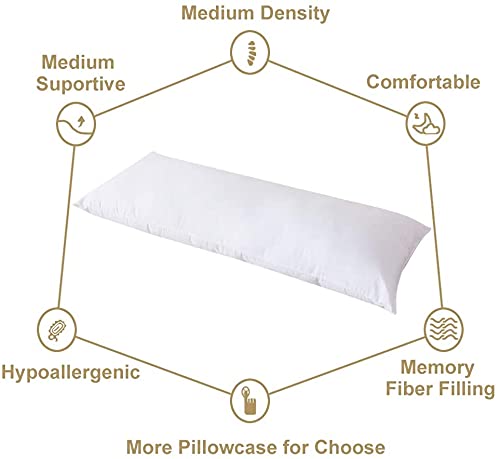 ATOOTFUSION Super Soft Virgin Hollow Conjugate Fiber Filled Pillow - 41 x 66 cm, White, Bliss Pillow (White Sating Strip) - Set of 2