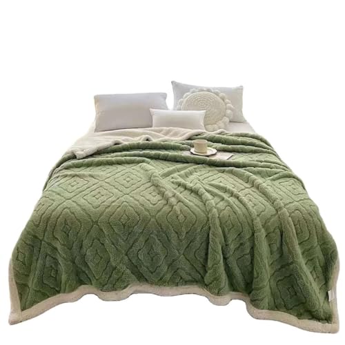 Reexplore Super Soft Light Weight Double Bed King Size All Seasons Sherpa Double Bed Blanket for Kids, Teenagers & Adults (200 x 230 cm, 78 x 90 Inches) (Green)