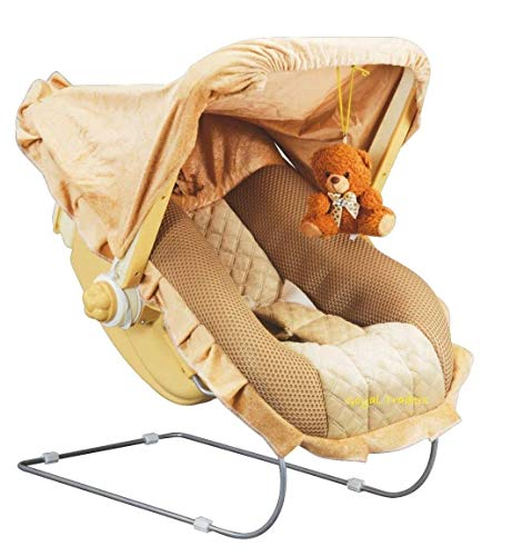 Goyal's 12 in 1 Musical Baby Feeding Swing Rocker Carry Cot Cum Bouncer ABS Plastic with Mosquito Net, Storage Box and Swinging Ropes (Brown) (12 in 1), Canopy