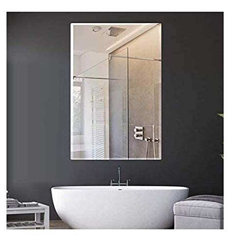 Cheval Glasses Frame Less Elegant Rectangular Shaped Wall and Bathroom Mirror Size 18 X 24 Inches