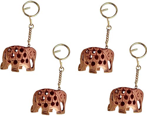 Articia Wooden Black Elephant Key Chain Set of 12 Handmade Decorative Handicraft for Home Decor Gift Item