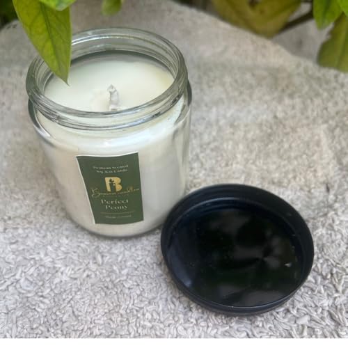 BAASARN Candless Scented Jar Candle Aroma Candles Hand-Poured 100% Natural Soy Wax Scented Jar Candles for Gifting & Home Decore (Perfect Peony)