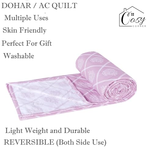 Cosy CORNER 100% Cotton Reversible Dohar Double Bed Size | Printed Blanket | Soft Lightweight Ac Summer Comforter Quilt