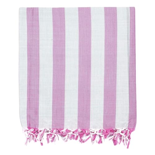 SilkXone Cotton Silky Soft Organic Bhagalpuri Dull chadar Blanket for All Season Blanket, (Pink-Grey Stripe), Pack of 1 (X-Lrgea)