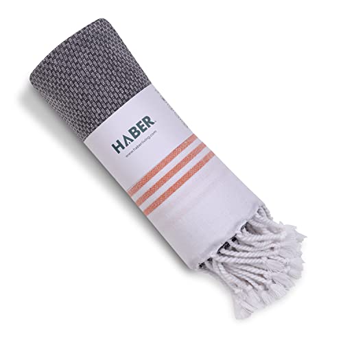 HABER Premium Light Weight 100% Cotton Bath Towel with Unique Micro Waffle Texture for Active Feel, Quick Absorption and Faster Drying Towel (Pack of 1, Slate)