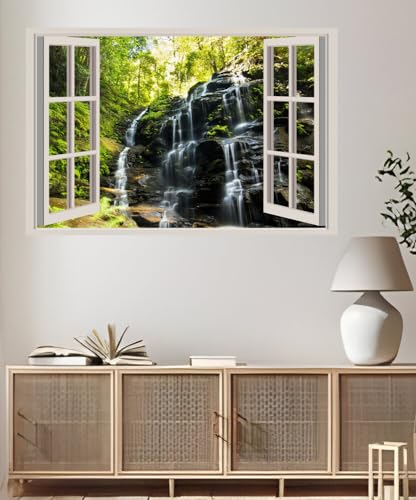 JVERF - JZZA19161 Australia Waterfalls Wentworth Falls Crag Moss| Self-Adhesive Open Window Wall Sticker