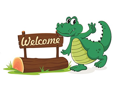 Asmi Collections PVC Wall Stickers Beautiful Crocodile Welcomes(33 * 60 cm)