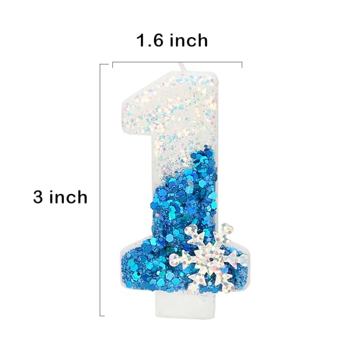 Snow Themed Birthday Candles, 13th Birthday Candle for Party Supplies, Winter Birthday Party Supplies, 2.76 inch Number 13 Candle Cake Topper Decoration (Number 13)