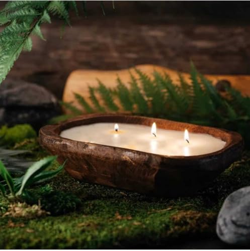 Wooden Dough Bowl Candle