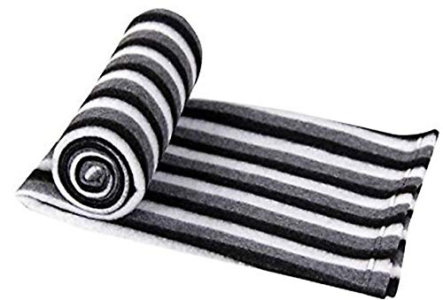 PPS Double-Bed Fleece Blankets (Multicolor, 200TC, Full-Length, Black and White)