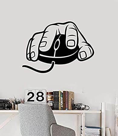 VVWV Hand Clicking Computer Mouse Wall Stickers for Home Hall Living Boys Bedrooms Wall Stickers black Vinyl Decals L x H 50 cm X 40 cm