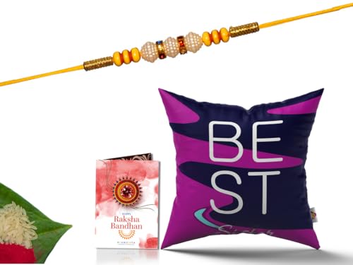 Pillow Rakhi for Brother with Gift - Rakhi with Rakhi Cushion with Filler Greeting Card- Rakhi for Brother, Gifts for Brother, Gifts for Rakhi, Gifts for Rakshabandhan Rakhi Gifts-CH-SIS-17-PA