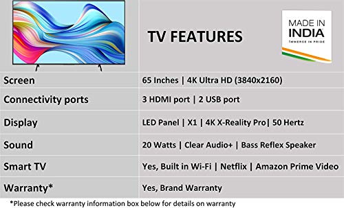 Sony Bravia 164 cm (65 Inches) 4K Ultra HD Smart Android LED TV 65X7400H (Black) (2020 Model)