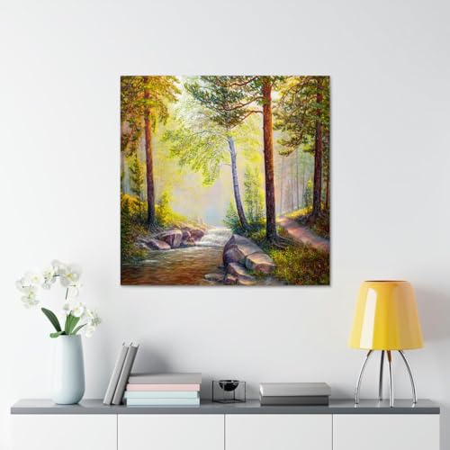 GADGETS WRAP Canvas Gallery Wrap Framed for Home Office Studio Living Room Decoration (17x17inch) - Stunning Forest (3)