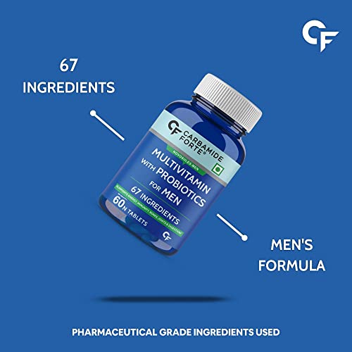 Carbamide Forte Multivitamin for Men(60 Veg Tablets), Immunity & Energy with 67 Ingredients |Multi Vitamins, Minerals, Probiotics, Superfoods, Fruits & Vegetable Blend–