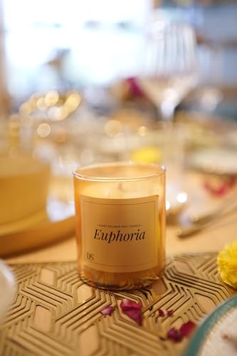 Chann Studio - Scented Soy Wax Candle - Euphoria | 100% Soy Wax Handcrafted | Smoke-Free | Blackcurrant & Peach, Thai Lemongrass Fragrance Candles for Home & Gift Sets | Burning time 30hrs