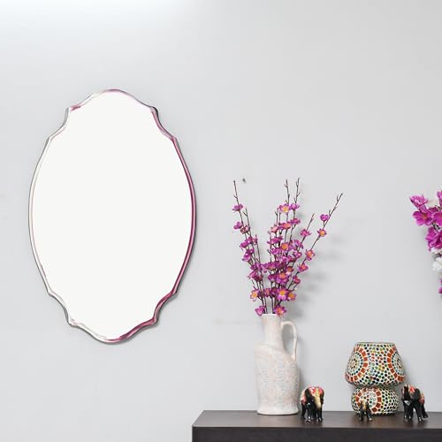 AMI Oval flower Designed Wall Mirror for Bedroom Livingroom & Bathroom