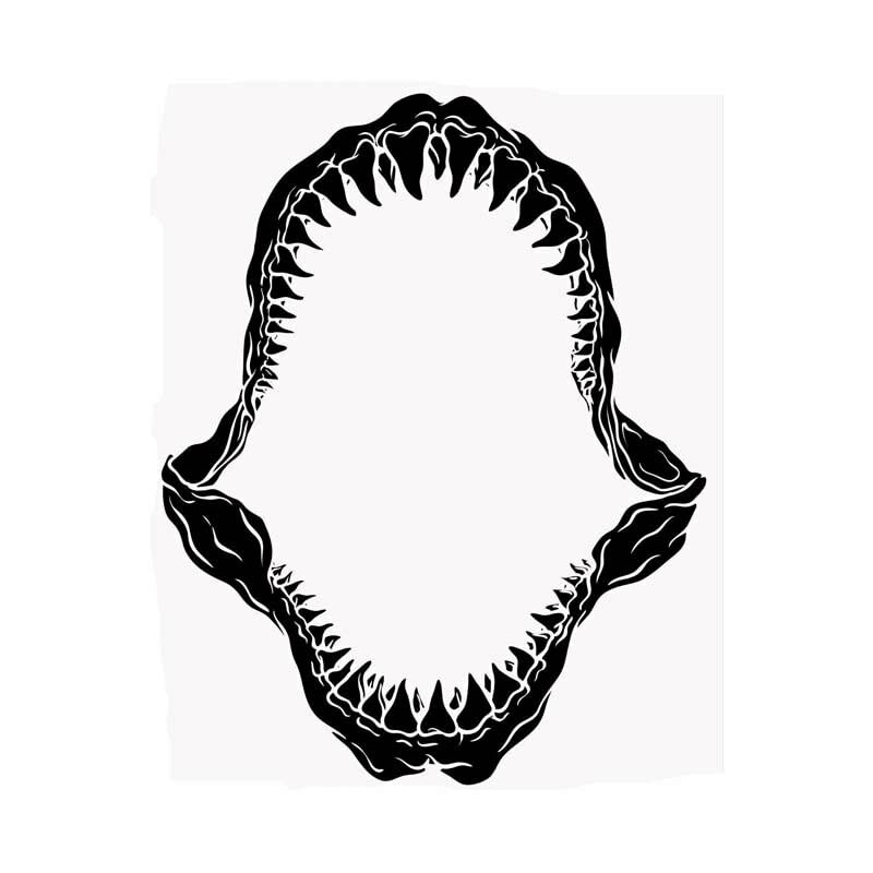 GADGETS WRAP Vinyl Wall Decal Sticker Shark Jaw Skeleton Teeth Bite Attack Open Horror