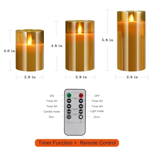 The Decor Affair Set of 3 Genuine Wax Battery-Operated Flameless Candles with Remote Timer, Alluring Dancing Faux Wick, Elegant Home Décor Lighting Solution