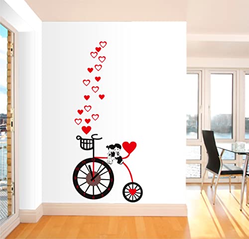 Decorative loveing Hearts Cute Children bycycle for Kids Room Wall Sticker for Home Decorative (PVC Vinyl Multicolour)