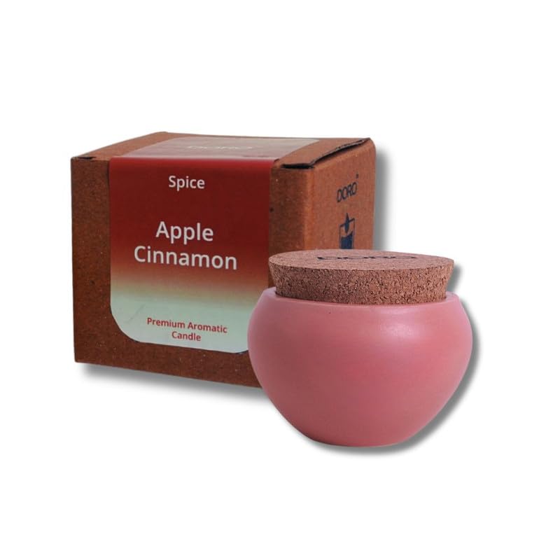 Doro Premium Scented Candles to Relax and rejuvenate Your Soul - Apple Cinnamon (Soy, Double Wick, Burn Time 25-30 hrs)