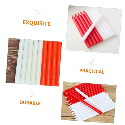 ABOOFAN 20 Pcs Emergency Candle White Taper Candles Lantern Dinner Table Candles Household Candles Spell Candles Fireplace Candles Paraffin Banquet Wedding Emergency Supplies Red