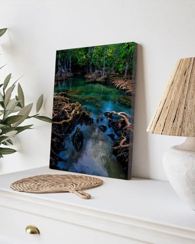 GADGETS WRAP Canvas Gallery Wrap Framed for Home Office Studio Living Room Decoration (9x11inch) - Mangrove Forest Photograph Krabi Thailand