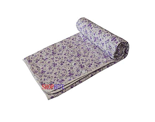 MITUL Malmal Razai | Organic | Pure Cotton | Super Soft Heavy Warm Razai | Floral Embossed Design | Light Weight Rajasthani Cotton Razai | All Season (Double Bed, Purple)