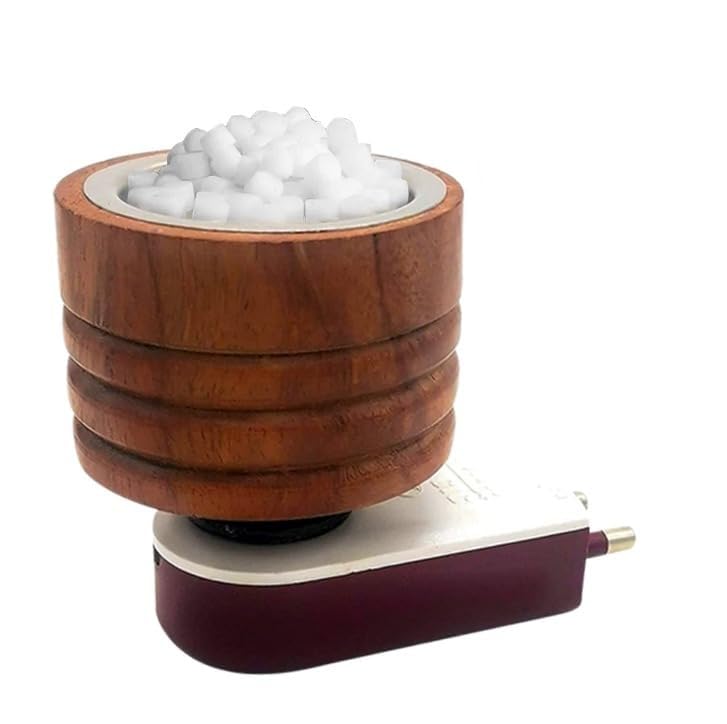 CANDY KART Wooden Kapoor Dani Multipurpose Direct Plug AgarBatti in Mini Magic Wooden Electric Incense Burner Kapoor Dani Camphor Burner Essential Oil Diffuser & Aroma Diffuser - Made of Wood