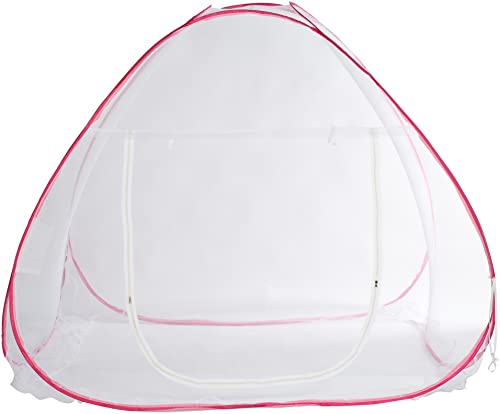 Fun Homes Polyester Foldable Mosquito Net Tent,Single Bed, 6.5 Ft X 4 Ft (Pink), Full (F_26_FUNHOME016877)