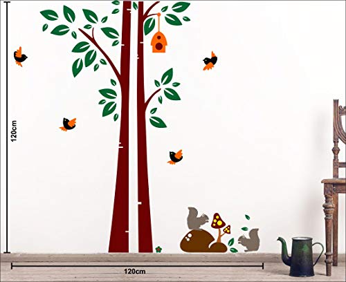 Squirrel and Bird Home Self Adhesive VinylWaterproof Decorative Wall Stickers for Hall, Bedroom, Kitchen and Furniture