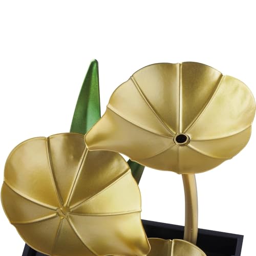 CARTYXOMY Waterfall Fountain Indoor Water Fountain 3-Tier Lotus Desk Relaxation Tabletop Fountain Home Decor Including Lots of Rocks and Soothing Sound Machine (Green Pack of 1)