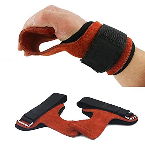 OLAHRAGA Leather Weight Lifting Hand Grips with Wrist Support - Perfect Palm Protection Gloves for Crossfit, Gymnastics, Pull ups, Deadlifts, Gym Workout and Weightlifting for Men and Women (Brown)