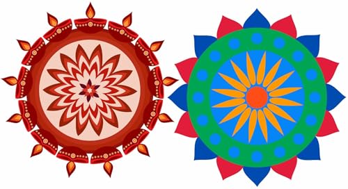 Diwali Special - Colourful Decorative Rangoli Sticker Size- 30 cm x 30 cm Set of 2 (AS150)