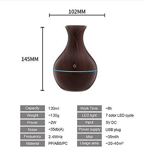 DALPHA Wood Grain Vase Style Aroma Diffuser Ultrasonic Cool Mist Big Pot Wooden Humidifier with LED Lights (Multicolor)