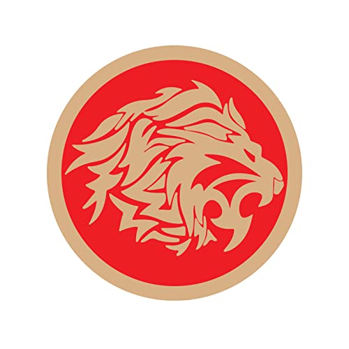 DOTME King Lion Wooden With Vinyl Sticker Decorative Design Wall Décor For Home Kids Bedroom Living Room Hall DIY Art 8 INCH (Red)