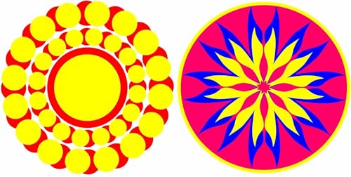 Diwali Special - Colourful Decorative Rangoli Sticker Size- 30 cm x 30 cm Set of 2