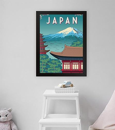 GADGETS WRAP Printed Photo Frame Matte Painting for Home Office Studio Living Room Decoration (11x17inch Black Framed) - Beautiful Poster Of Mount Fuji