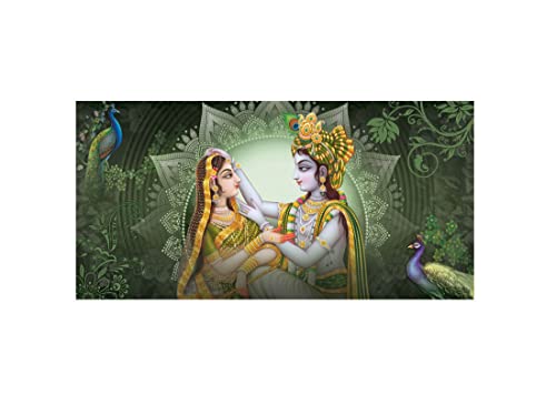 Asmi Collections God Radha Krishna Peacock Self Adhesive Vinyl Wall Sticker (40x80 Cm)