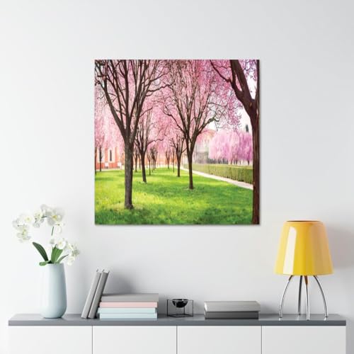 GADGETS WRAP Canvas Gallery Wrap Framed for Home Office Studio Living Room Decoration (17x17inch) - Cherry Blossom Trees (2)