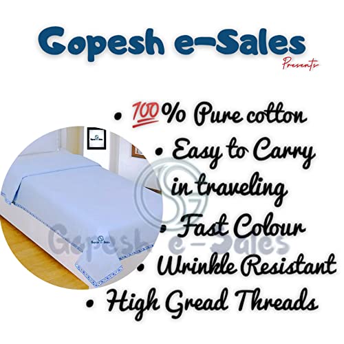 Gopesh e-Sales® 100% Cotton Dohar Single Bed, Soft Lightweight Bed Blanket, AC Dohar Blanket for Summers/Winter (Pack of 1) Blue